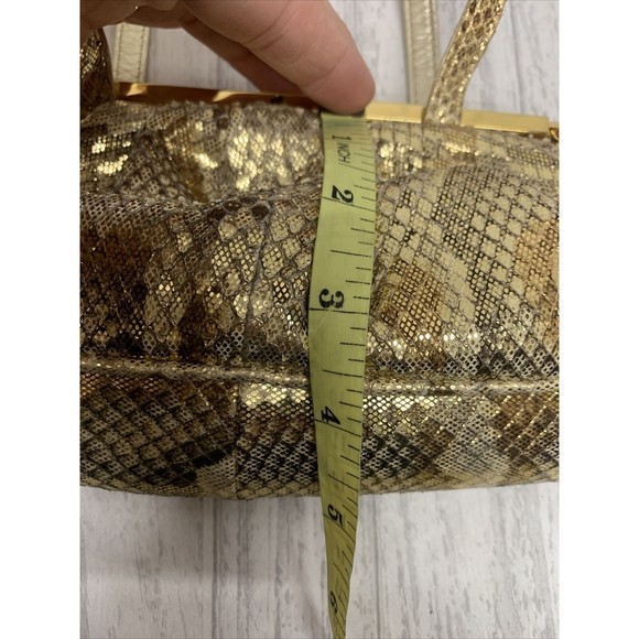 Womens Stuart Weitzman Vintage Gold Snake Skin Clutch - Picture 9 of 9